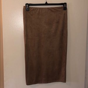 suede camel midi skirt
